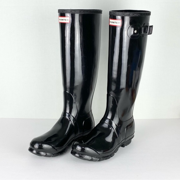 Hunter Tall Fully Waterproof Rain Boots Size 8 Female, 7 Male, Color Black gloss - Picture 3 of 9